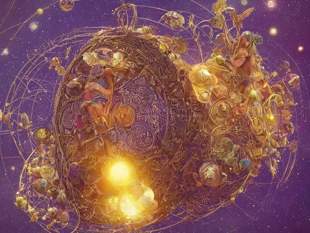 Image similar to the universe is a spheroid region 7 0 5 meters in diameter, 3 d render of a shaman, sunlight study, by clara peeters and ( ( ( ( lisa frank ) ) ) ), art nouveau, 8 k, extreme detail, sharp focus, octane render