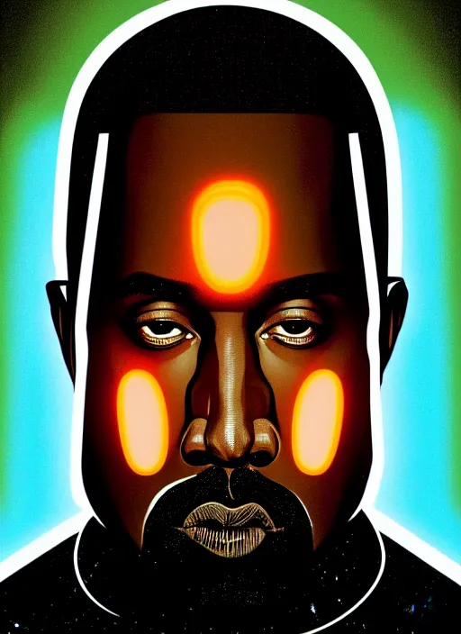 Prompt: symmetry!! portrait of kanye west, sci - fi, tech wear, glowing lights!! intricate, elegant, highly detailed, digital painting, artstation, concept art, smooth, sharp focus, illustration, art by artgerm and greg rutkowski and alphonse mucha