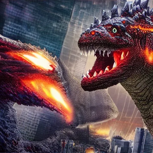 Prompt: Dwarf Godzilla destroys Tokyo, a super detailed high resolution cinematic scene