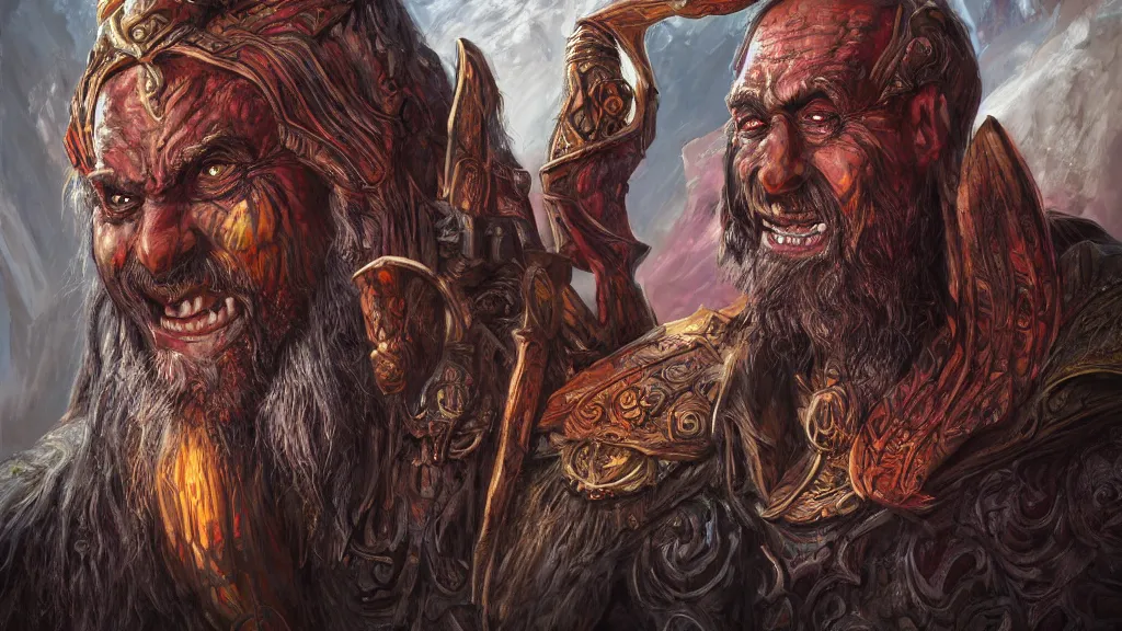 Image similar to bright, colorful, realistic, detailed from Elder Scrolls: Shivering isles concept art of The Mad God Sheogorath with a madsmile backlighting, kodachrome, high contrast, highly detailed, sharp focus, digital painting, concept art, illustration, trending on artstation, comic book by Alex Ross and Adam Adamowicz cover art