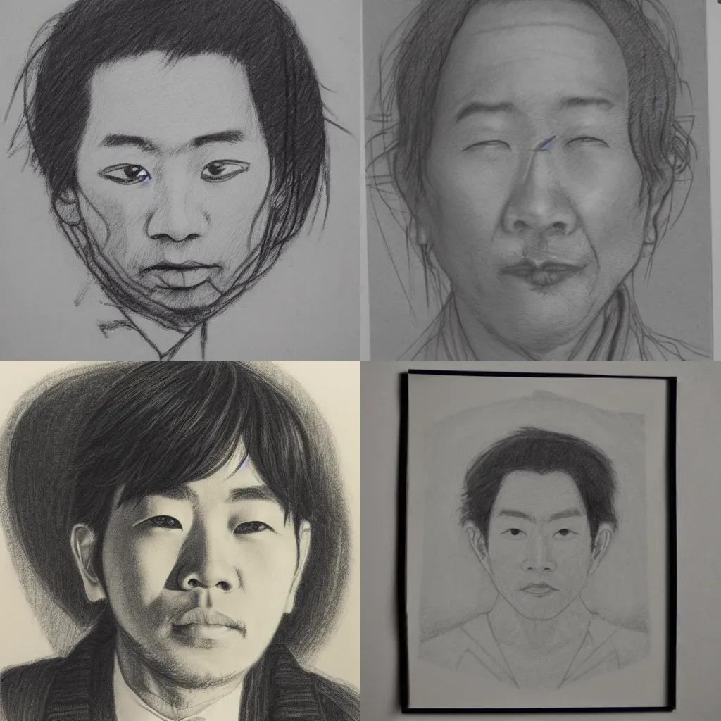 Prompt: pencil sketch of seiichi osabe, highly detailed, black and white, centered, portrait