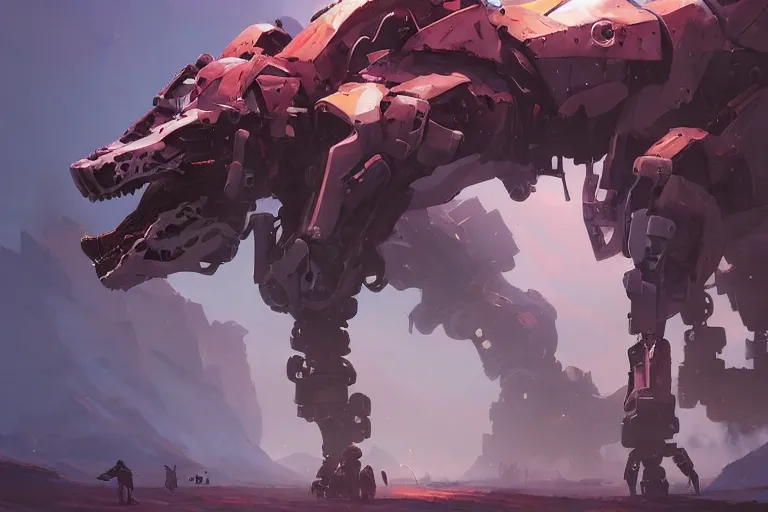 Image similar to grimhorn fanghorn machine mecha animal beast robot of horizon forbidden west horizon zero dawn bioluminiscence, behance hd by jesper ejsing, by rhads, makoto shinkai and lois van baarle, ilya kuvshinov, rossdraws global illumination