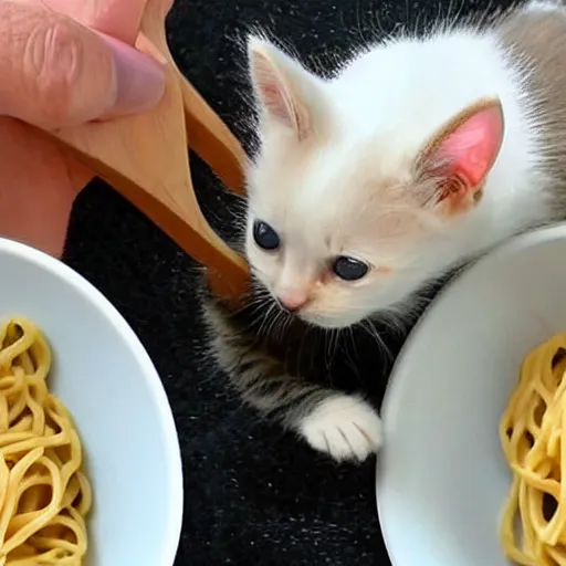 Image similar to a real life kitten and puppy eating pasta like in lady and the tramp 4k top post on reddit