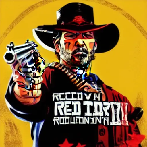 Prompt: a cowboy in the style of red dead redemption, steven seagal, donald trump, glory days, patriotism