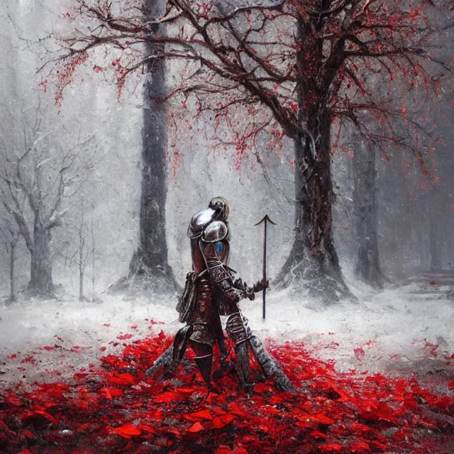 Hyper realistic oil painting of a knight in heavily | Stable Diffusion