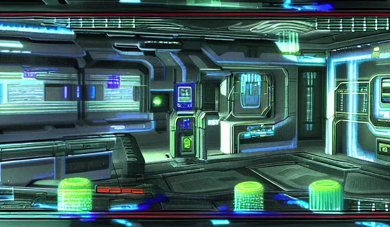 Prompt: a screenshot from system shock 2 for the nintendo 3 ds