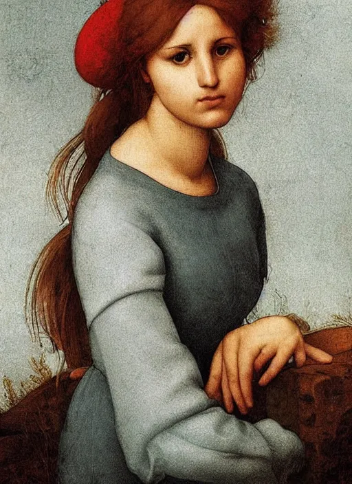 Prompt: a memory of springtime, beautiful illustrated portrait, Raphael