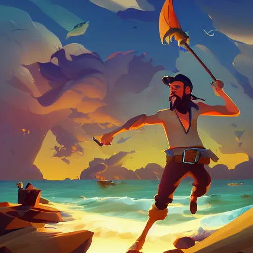 Image similar to painting treasure on sea of thieves game smooth median photoshop filter cutout vector, behance hd by jesper ejsing, by rhads, makoto shinkai and lois van baarle, ilya kuvshinov, rossdraws global illumination