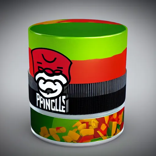 Image similar to the new futuristic Pringles logo, 3d render