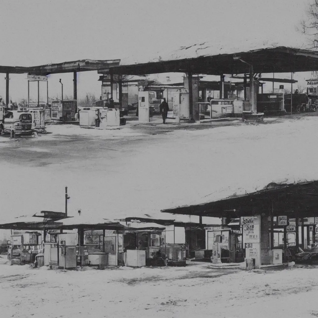 Image similar to photograph of a siberian gas station