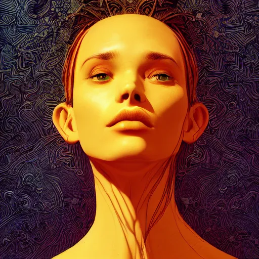 Prompt: the head of an incredibly gorgeous woman partially made of potatos looking up, an ultrafine detailed illustration by james jean, final fantasy, intricate linework, bright colors, behance contest winner, vanitas, angular, altermodern, unreal engine 5 highly rendered, global illumination, radiant light, detailed and intricate environment