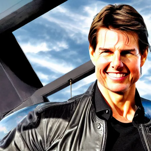 Prompt: tom cruise in a jet in the sky, realistic, detail