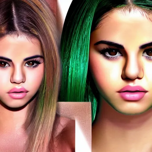 Image similar to human celery with the face of selena gomez, hd, photoshop, deep fake