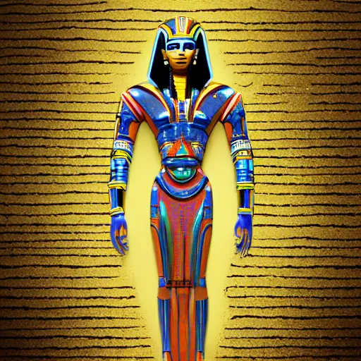 Image similar to a futurist cybernetic pharaoh, future perfect, award winning digital art