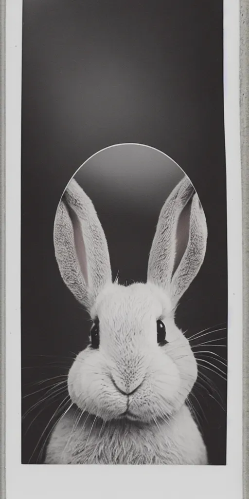 Prompt: a rabbit looking into a mirror, polaroid,