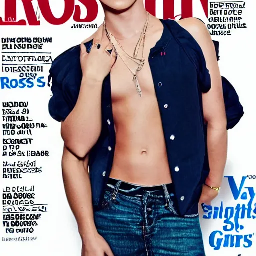 Prompt: ross lynch showing his arm pits, vman gamazine, by boys by girls