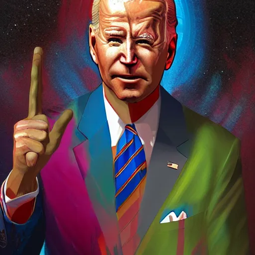 Image similar to a disco elysium portrait of Biden, highly detailed