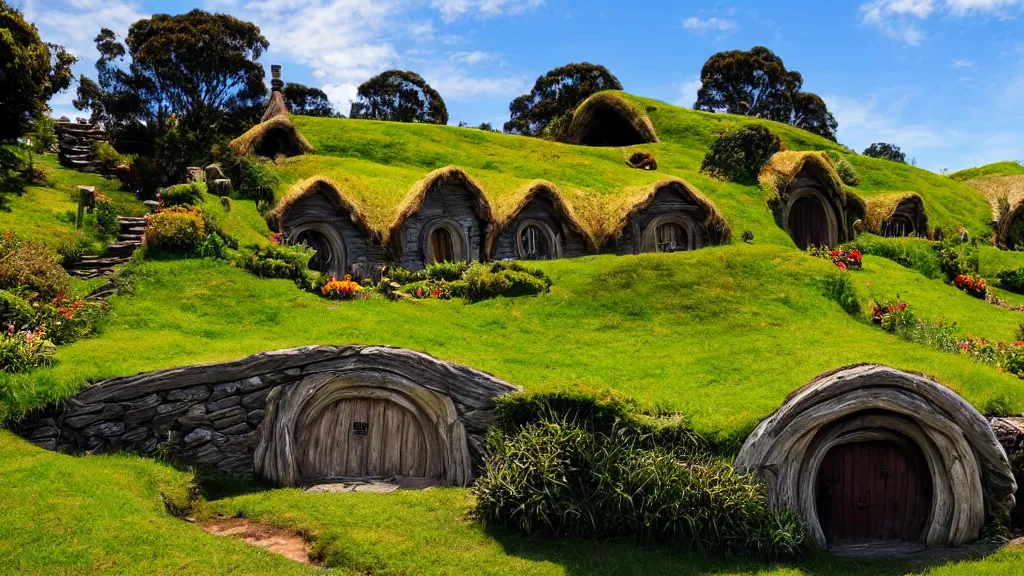 Prompt: Hobbiton in New Zealand