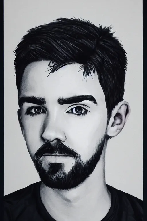 Prompt: Sean McLoughlin, Jacksepticeye, Irish Youtuber, solo portrait, gigachad, grayscale 🎨🖌️