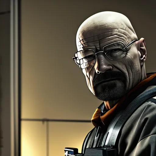 Prompt: walter white holding a shotgun as a rainbow six siege operator, 4 k, highly detailed