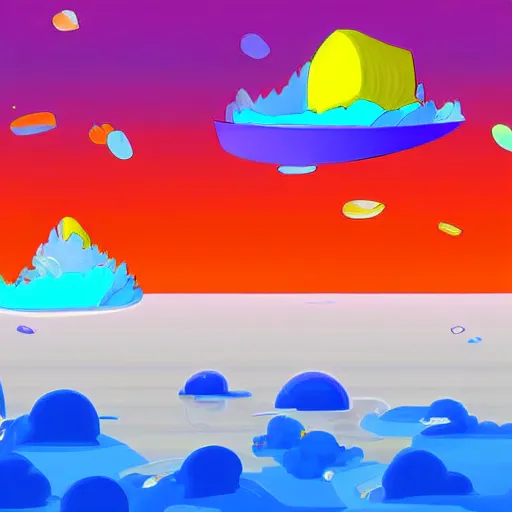 Image similar to blue floating island cartoon app background artwork, digital art, award winning