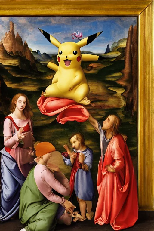 Image similar to a portrait from pikachu, renaissance painting