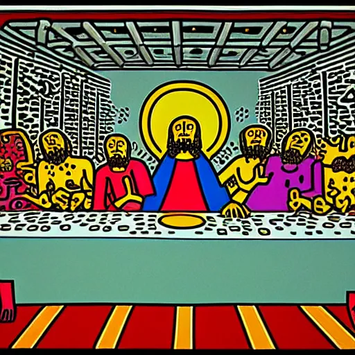 Image similar to The last supper, by Keith Haring