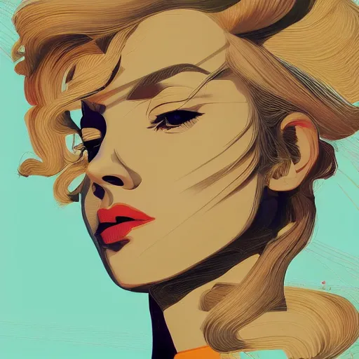 Image similar to Beautiful girl with blond hair profile picture by Mandelbrot, Benoit B., asymmetrical, Organic Painting , Matte Painting, geometric shapes, hard edges, street art, symmetric face, symmetric eyes, trending on the artstation:2 by Sachin Teng:4