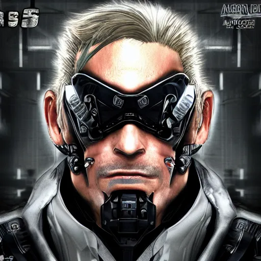 Image similar to senator armstrong, from metal gear rising reveangance, in a rap album cover, highly detailed portrait photography, epic, cinematic