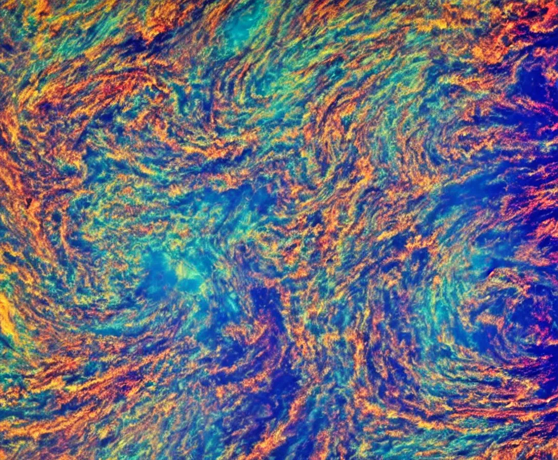 Image similar to psychedelic clouds forming over earth as the world comes to an end