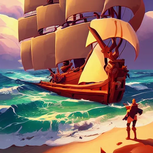 Image similar to painting treasure on sea of thieves game smooth median photoshop filter cutout vector, behance hd by jesper ejsing, by rhads, makoto shinkai and lois van baarle, ilya kuvshinov, rossdraws global illumination