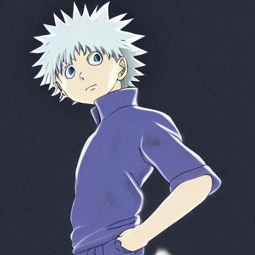 Prompt: killua zoldyck made by studio ghibli