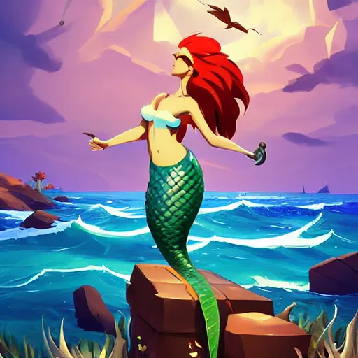 Image similar to painting mermaid treasure on sea of thieves game avatar hero smooth face median photoshop filter cutout vector, behance hd by jesper ejsing, by rhads, makoto shinkai and lois van baarle, ilya kuvshinov, rossdraws global illumination