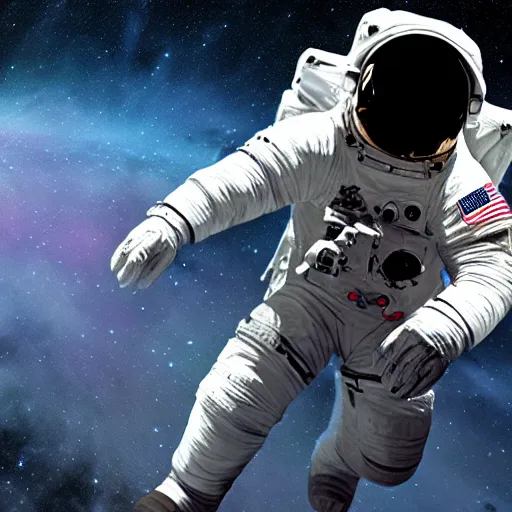 Prompt: Astronaut on the edge of universe nebula octane photorealist