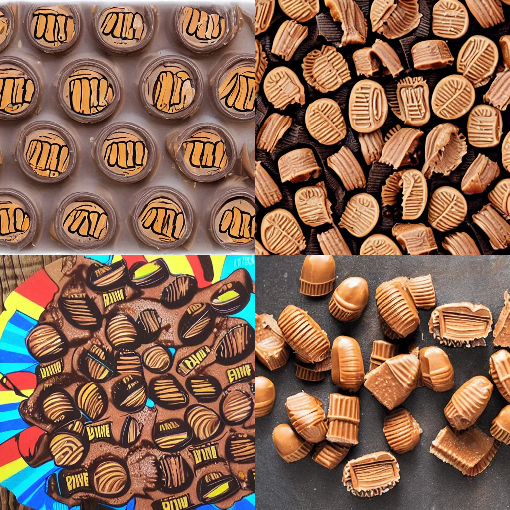 Prompt: Reese's peanut butter cups, graffiti