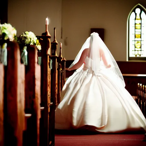 Prompt: rhinoceros wearing a wedding dress in a chapel, photo realistic, hyper detailed, cinematic lighting, polaroid