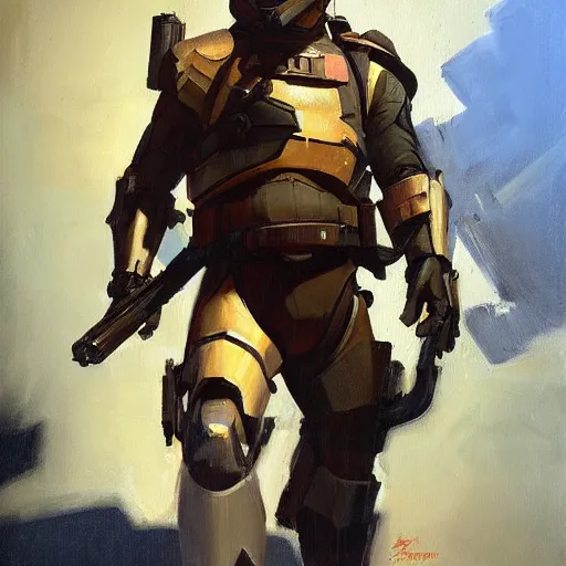 Image similar to greg manchess portrait painting of armored han solo as overwatch character, medium shot, asymmetrical, profile picture, organic painting, sunny day, matte painting, bold shapes, hard edges, street art, trending on artstation, by huang guangjian and gil elvgren and sachin teng