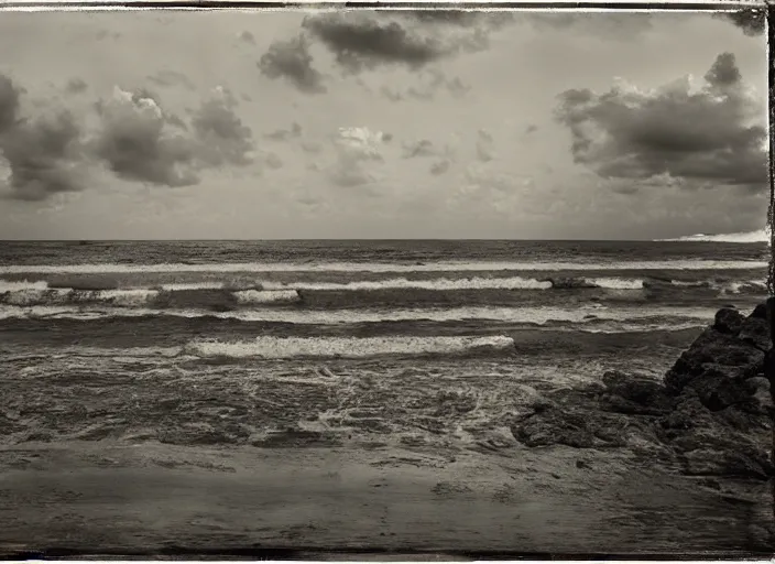 Image similar to a detailed photograph of a day at the beach by sally mann, photoreal, 4 k