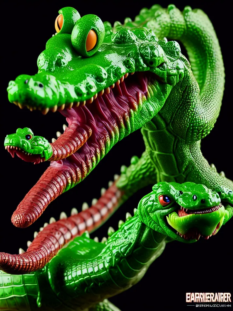 Prompt: hyperrealistic rendering, alligator earthworm by bernie wrightson and killian eng and joe fenton, product photography, action figure, sofubi, studio lighting, colored gels, colored background