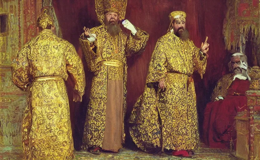 Prompt: high quality high detail painting by ilya repin, the holy priest, intricate costume design, orientalist, partially gold, ornate, elite, luxury, hd