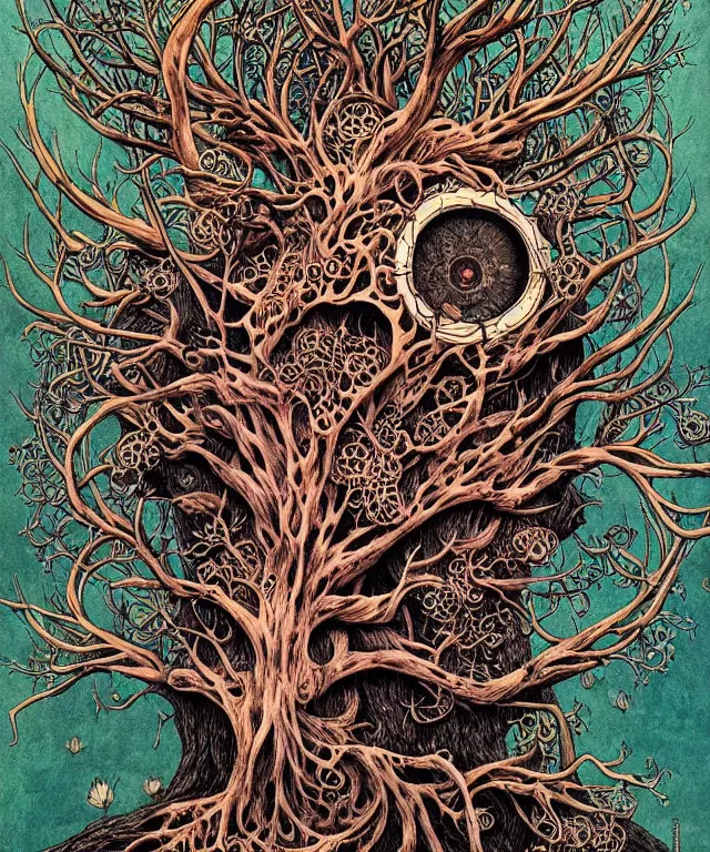 Prompt: portrait painted in jacek yerka style drawn by vania zouravliov and takato yamamoto, inspired by the tree of death, intricate acrylic gouache painting, high detail, sharp high detail, artstation