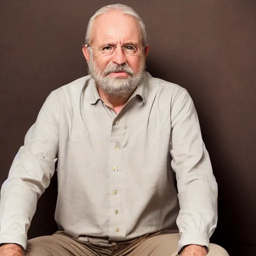 Prompt: full body artistic dlsr photo of steve, mature male, wise face. he is a doctor. he is sitting gracefully on a sofa, elegant tight beige shirt. he has enormous belly