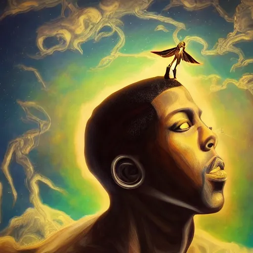 Prompt: flying lotus - shaped crystal, fantasy art, sky in the background, detailed, behrens style