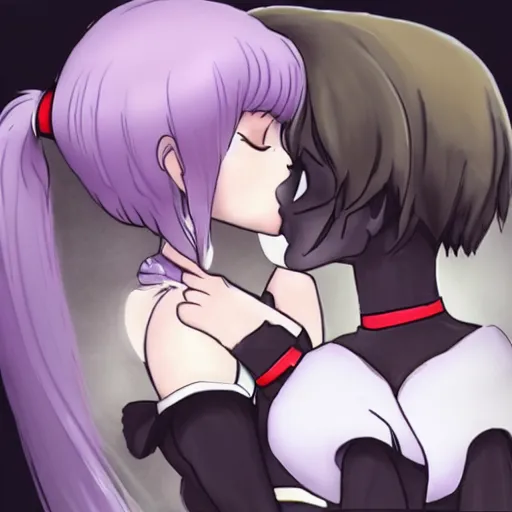 Prompt: nazrin kissing Rei ayanami