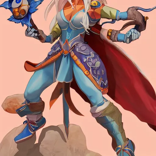 Image similar to character of breath of fire 4 by the artist Max Berthelot. Rendering the full body character . Sharp focus, full of details, by jenny harder and Jason Nguyen , art book, trending on artstation and Pinterest