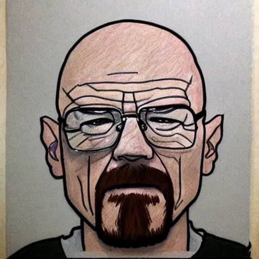 Prompt: walter white badly drawn by a 5 year old