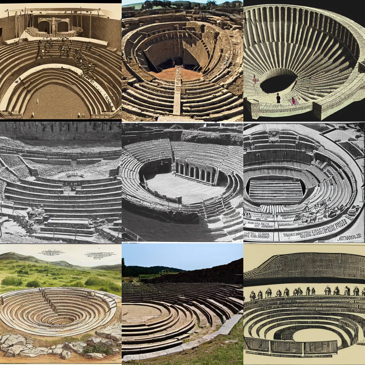 Prompt: a stephen biesty cross - section of ancient amphitheater