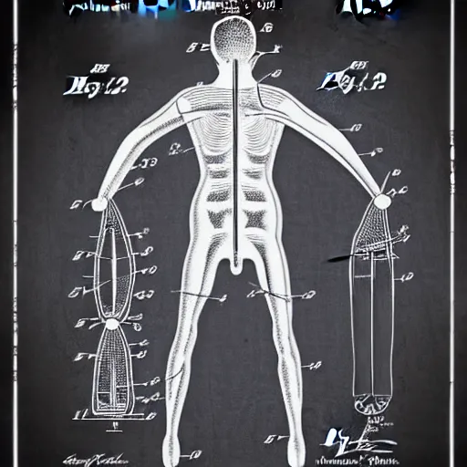 Prompt: sleeping man as a patent drawing. technical drawing. mathematical. anatomy. pajamas. blueprint.