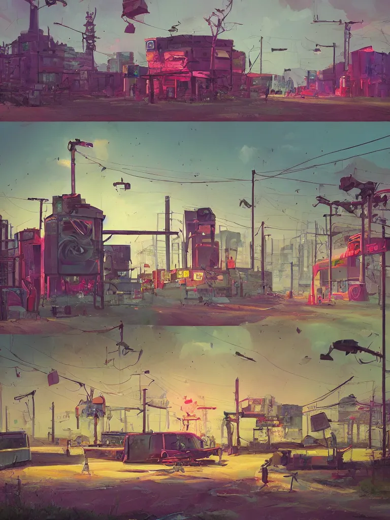 Image similar to a large art studio in the style of simon stalenhag