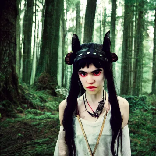 Prompt: grimes as princess mononoke